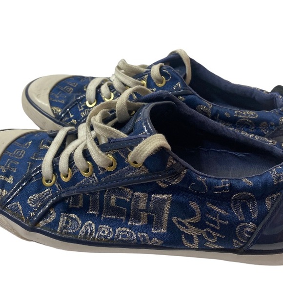 COACH Barrett Navy/Gold Metallic Poppy Signature Sneakers..Size:9.5 - Picture 3 of 11